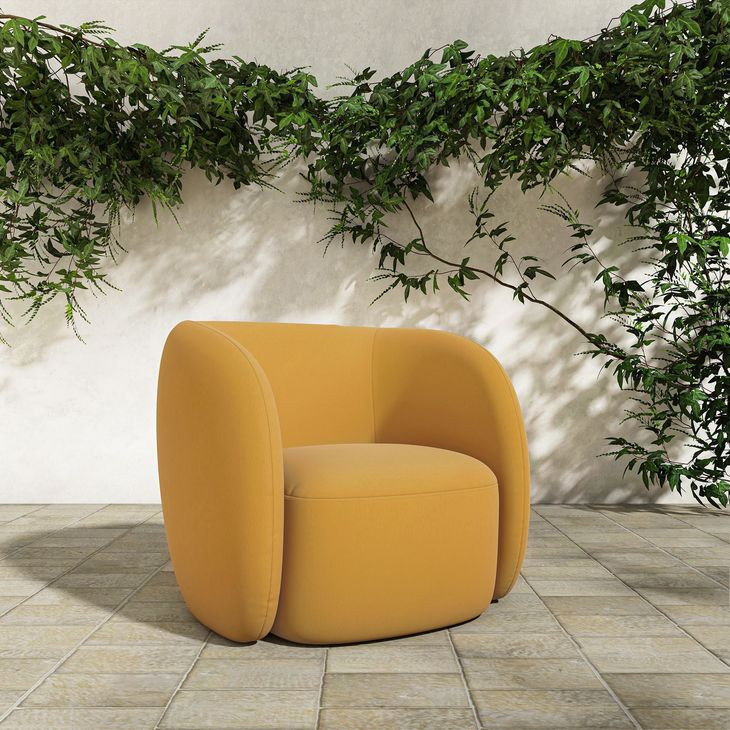 Rae Deep Yellow Upholstered Outdoor Accent Chair