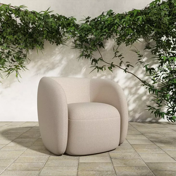 Rae Beige Upholstered Outdoor Accent Chair