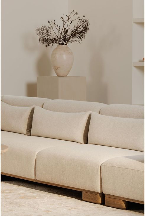 June Oatmeal Performance Fabric 70" Sofa