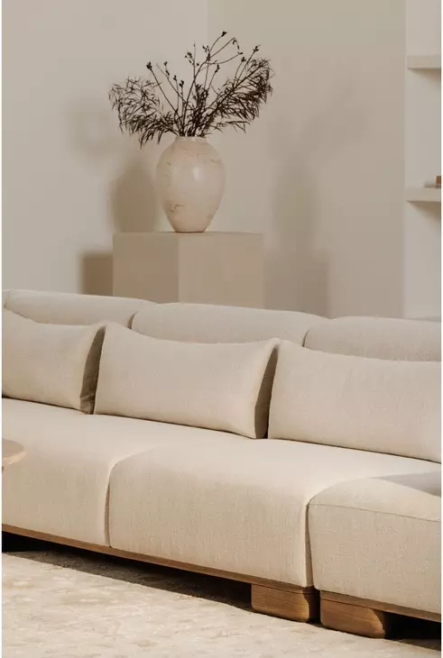 June Oatmeal Performance Fabric 70" Sofa