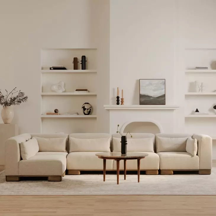 June Oatmeal Performance Fabric 70" Sofa