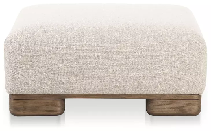 June Oatmeal Performance Fabric Upholstered Square Ottoman