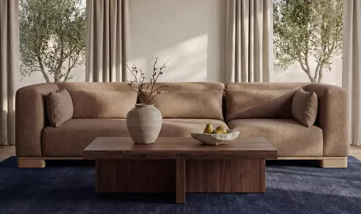 June Dark Brown Performance Fabric Modular Sofa Sectional with Pillows