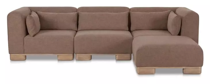 June Dark Brown Performance Fabric 4 Piece Modular Lounge Sectional with Pillows