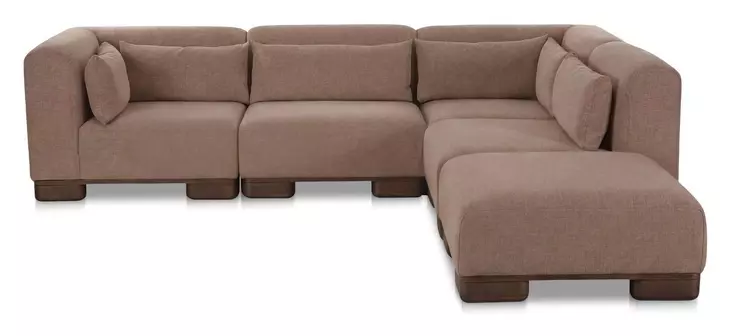 June Dark Brown Performance Fabric 5 Piece Modular Dream Sectional with Pillows