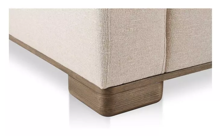 June Oatmeal Performance Fabric 5 Piece Modular Classic L Shaped Sectional with Pillows