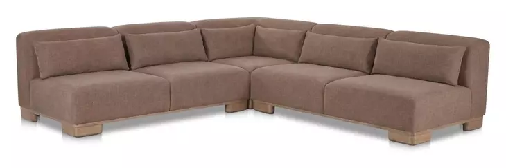 June Dark Brown Performance Fabric 3 Piece Modular Corner Sectional with Pillows