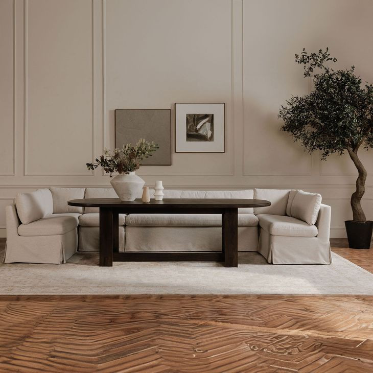 Fable Beige Upholstered Dining Bench