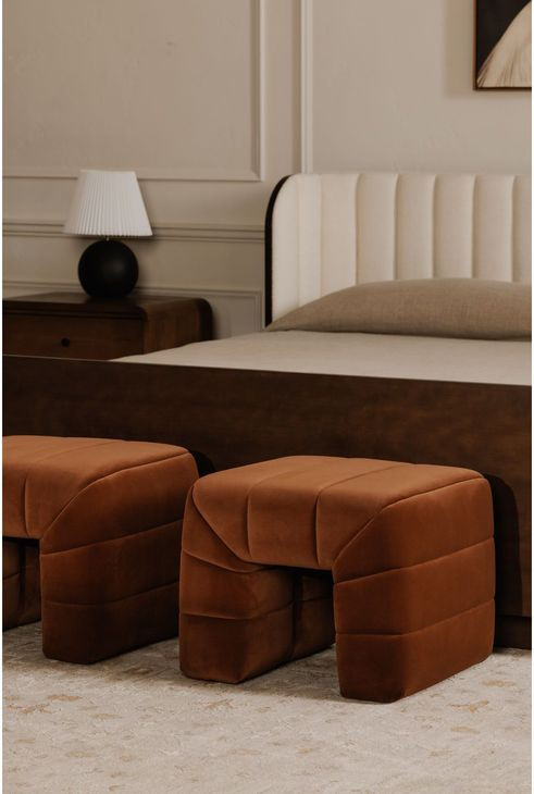Verity Warm Brown Upholstered Stool