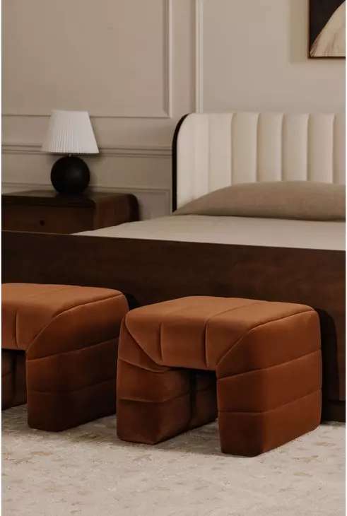 Verity Warm Brown Upholstered Stool