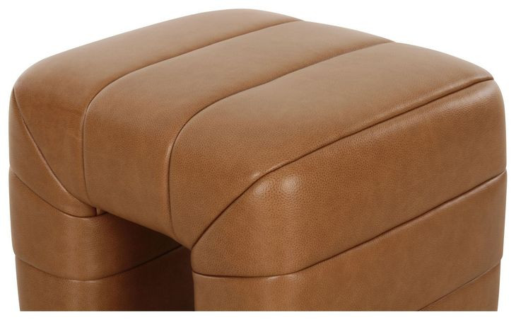 Verity Tan Leather Upholstered Stool