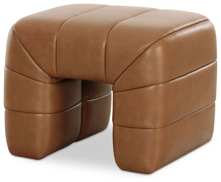 Verity Tan Leather Upholstered Stool