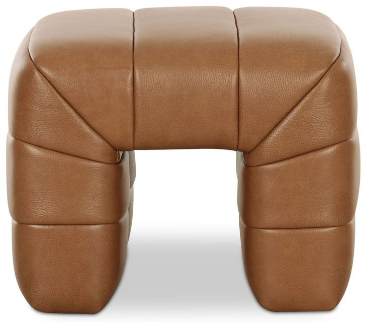 Verity Tan Leather Upholstered Stool