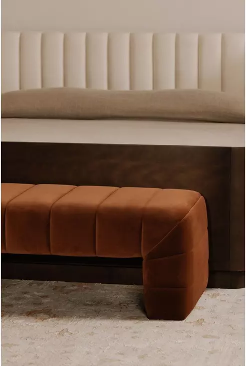 Verity Warm Brown Upholstered Bed Bench