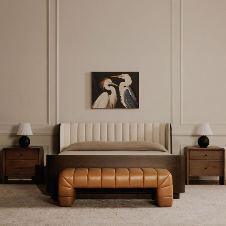 Verity Tan Leather Upholstered Bed Bench