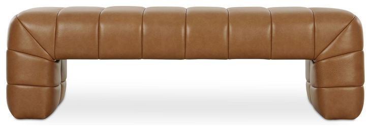 Verity Tan Leather Upholstered Bed Bench