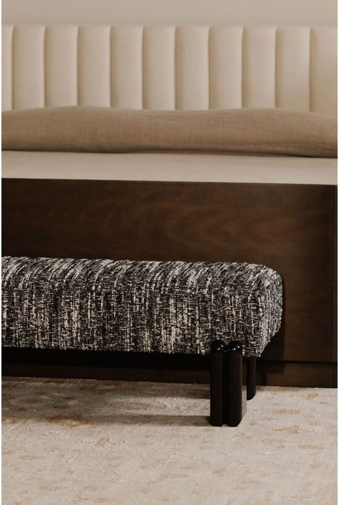 Priya Black Upholstered Bed Bench