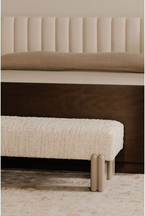 Priya Off White Upholstered Bed Bench
