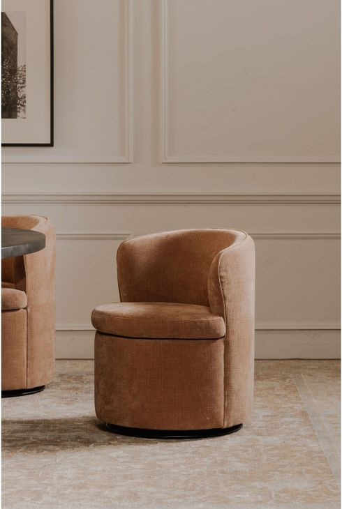 Dane Heritage Pink Upholstered Swivel Dining Chair