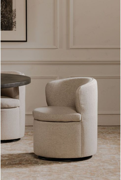 Dane Oatmeal Performance Fabric Upholstered Swivel Dining Chair