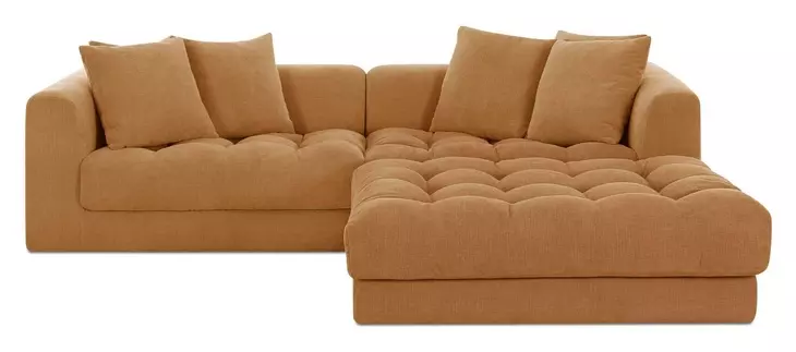 Davie Golden Yellow Performance Fabric 3 Piece Modular Nook Sectional with Pillows