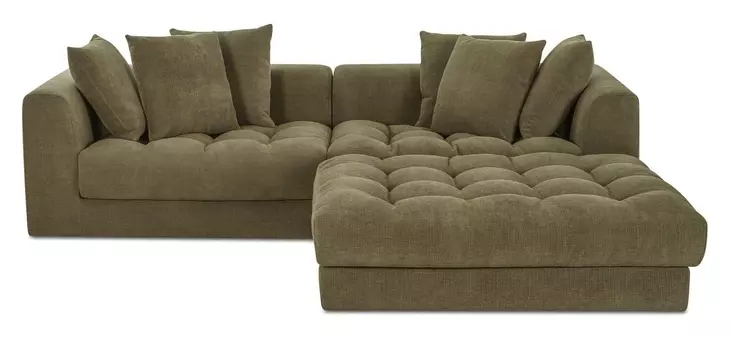 Davie Olive Performance Fabric 3 Piece Modular Nook Sectional with Pillows