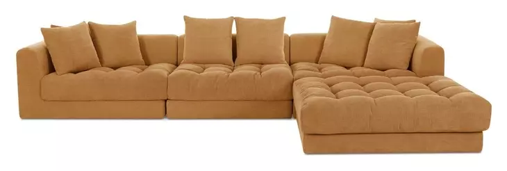 Davie Golden Yellow Performance Fabric 4 Piece Modular Lounge Sectional with Pillows