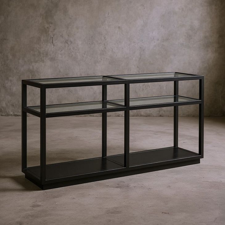 Glaze Onyx Rectangular Glass Top Console Table