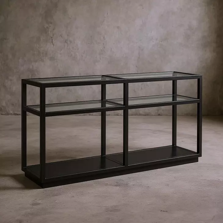 Glaze Onyx Rectangular Glass Top Console Table