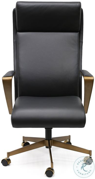 Lazric Black Leather Swivel Office Chair