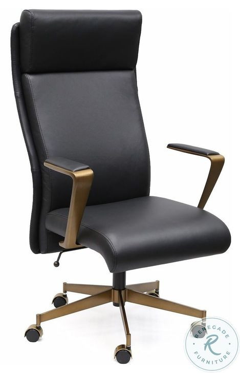 Lazric Black Leather Swivel Office Chair