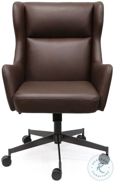 Farrowyn Brown Leather Swivel Office Chair