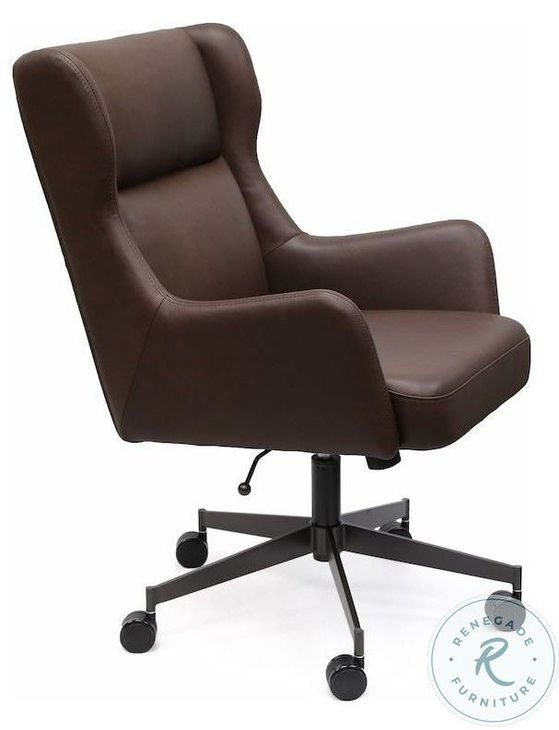 Farrowyn Brown Leather Swivel Office Chair
