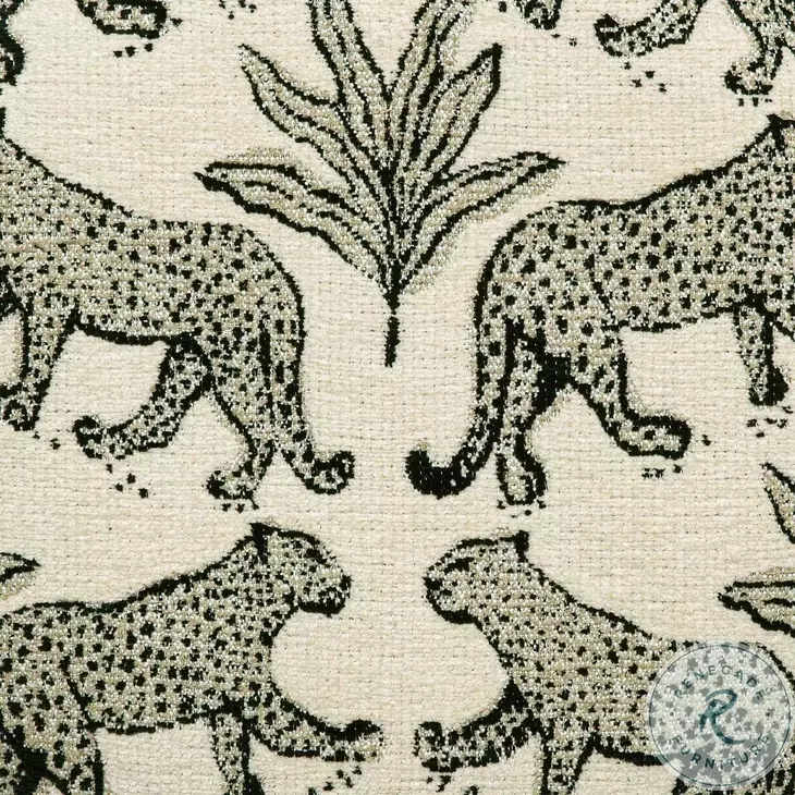 Raji Cream Leopard Jacquard Ottoman