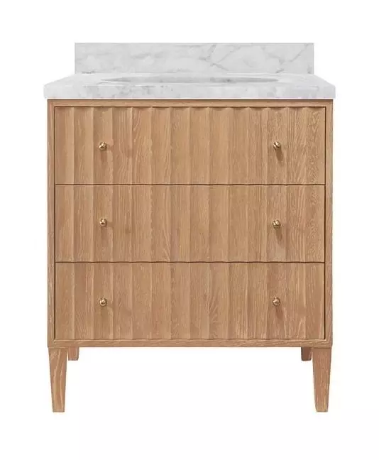 Odin Cerused Oak Carrera Marble Top 31" Bath Vanity