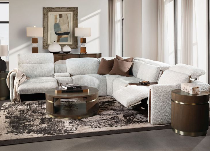 Anaheim White Performance Fabric 7 Piece Modular Power Reclining Sectional with Power Headrest
