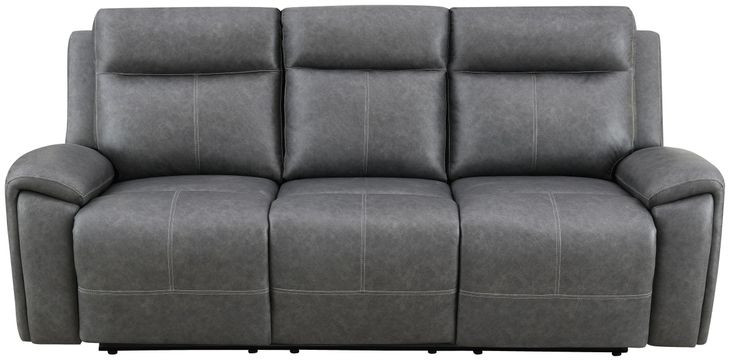 Gaston Gray 88" Manual Reclining Sofa with Drop-Down Console