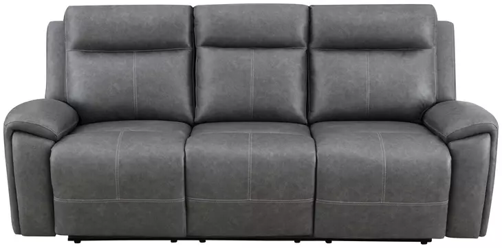Gaston Gray Manual Reclining 88" Sofa with Drop-Down Console