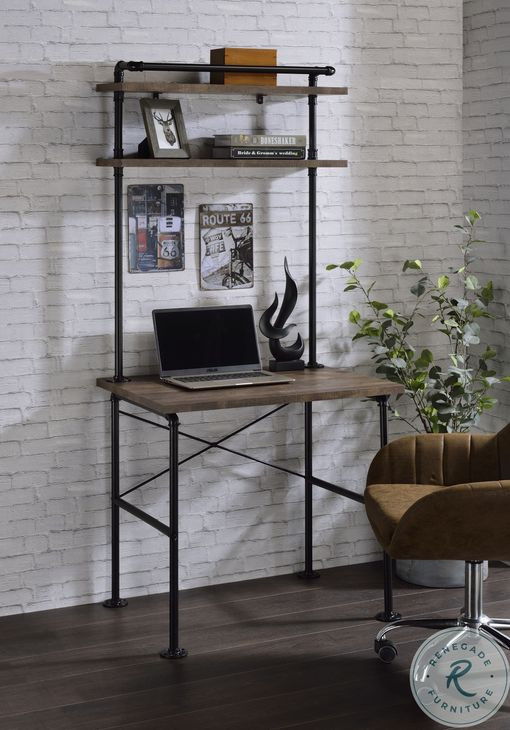 Ensata Rustic Oak and Black 32" Writing Desk