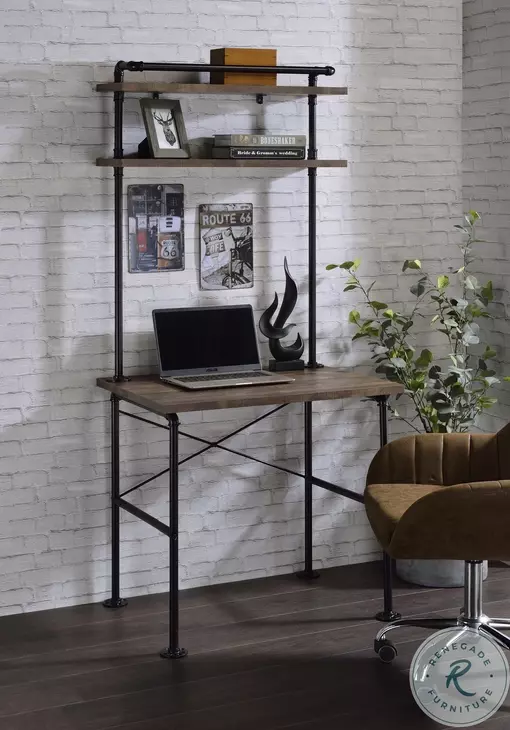 Ensata Rustic Oak and Black 32" Writing Desk