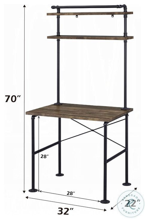 Ensata Rustic Oak and Black 32" Writing Desk