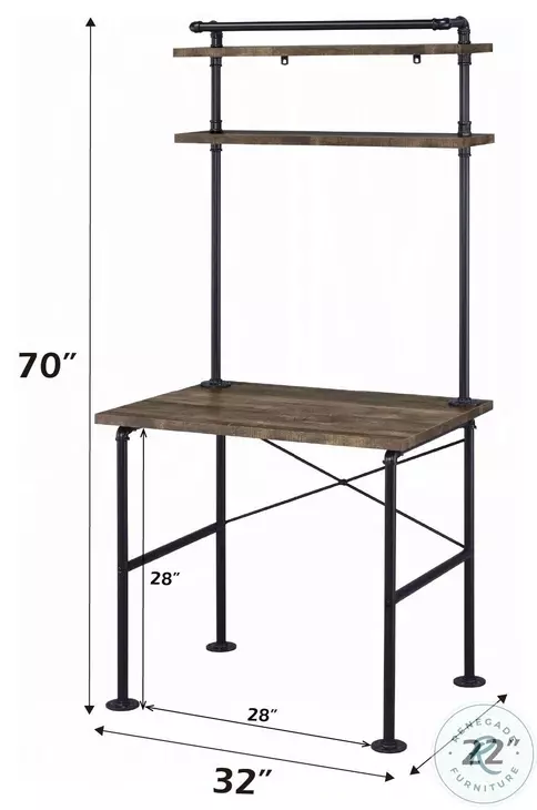 Ensata Rustic Oak and Black 32" Writing Desk