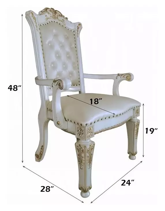 Vendome Cream Upholstered Executive Office Chair with Nailhead Trim