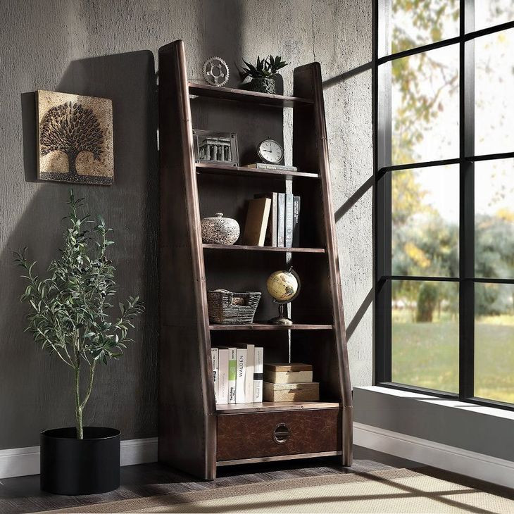 Brancaster Bronze Leather Bookcase