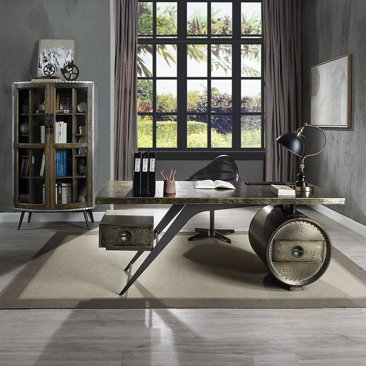 Brancaster Bronze 71" Executive Desk with USB Charging