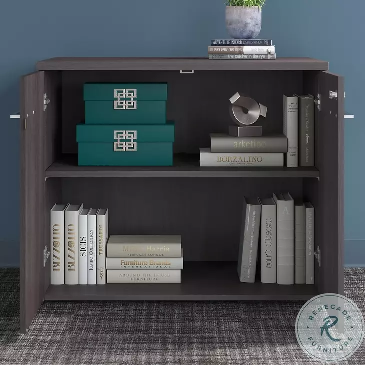 Office 500 Storm Gray 36" Tall Storage Cabinet With Doors And Shelves