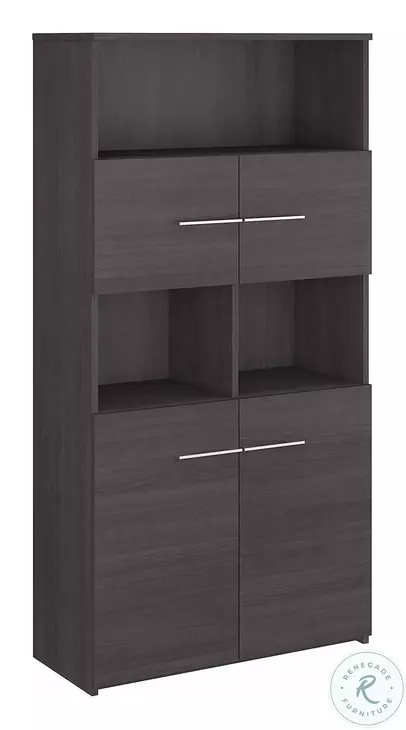 Office 500 Storm Gray 5 Shelf Bookcase With Doors
