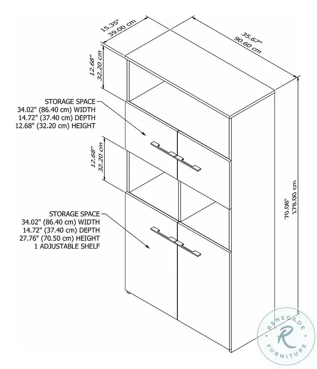 Office 500 Storm Gray 5 Shelf Bookcase With Doors
