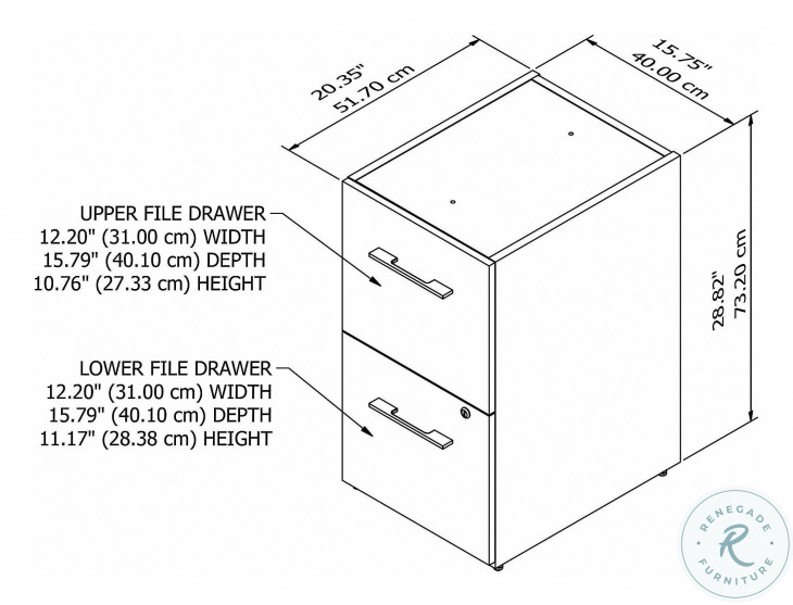 Office 500 Black Walnut 16" 2 Drawer File from Bush Furniture