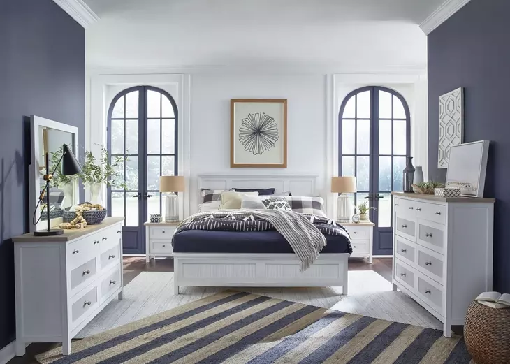 Windmill Harbour White Whisp and Sand Panel Bedroom Set